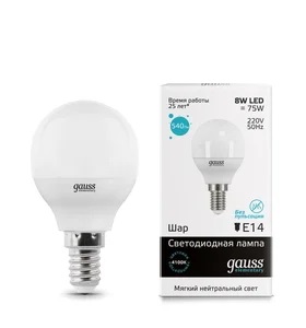 Лампа Gauss LED Elementary Globe 8W E14 4100K Улыбка Света